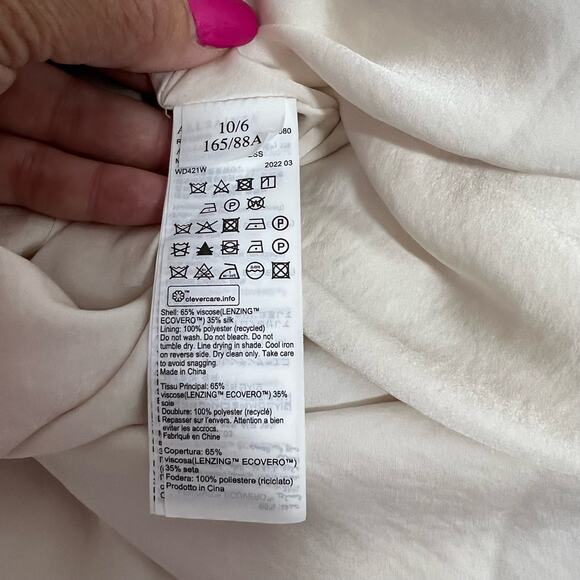 Allsaints Melody Marea Midi Slip Dress Silk Rainbow Pink V Neck Lined Size 6 Y2K - Picture 14 of 16